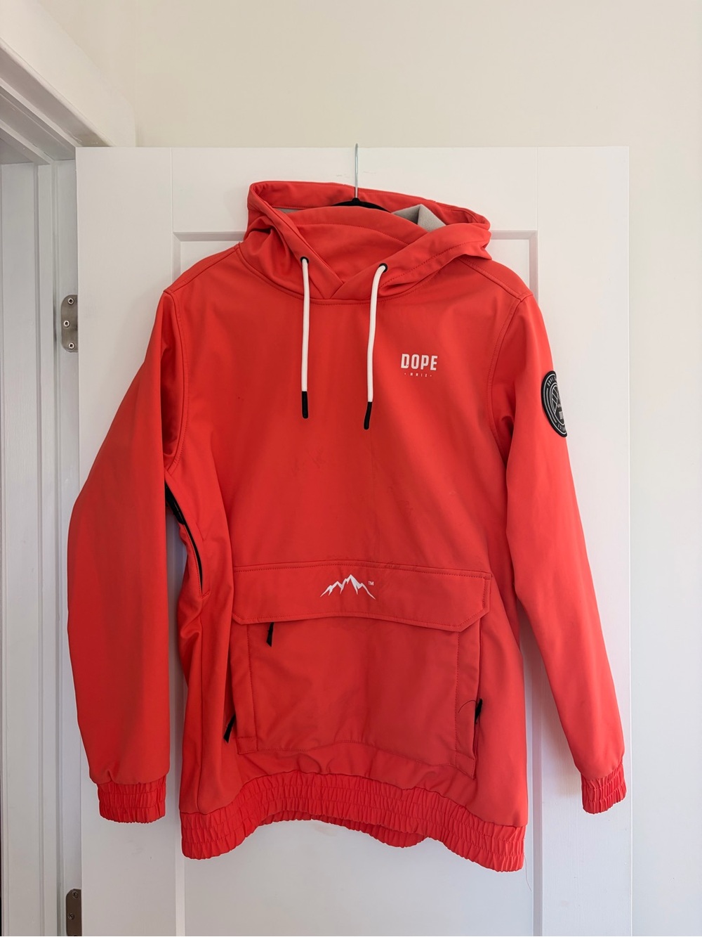 DOPE Coral-Red Hooded Ski Pullover Jacket - womens